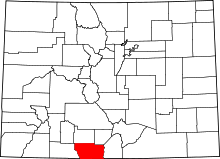 State map highlighting Conejos&#32;County