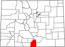 State map highlighting Costilla&#32;County