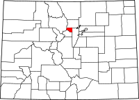 Map of Colorado highlighting Gilpin County