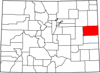 State map highlighting Kit Carson&#32;County