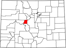 Map of Colorado highlighting Lake County
