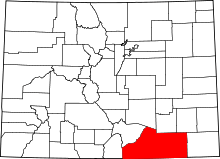 State map highlighting Las Animas&#32;County