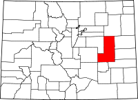 Map of Colorado highlighting Lincoln County