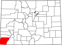 State map highlighting Montezuma&#32;County