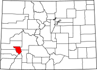 State map highlighting Ouray&#32;County