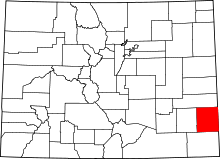 State map highlighting Prowers&#32;County