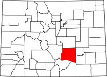 State map highlighting Pueblo&#32;County