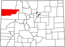 Map of Colorado highlighting Rio Blanco County