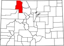 State map highlighting Routt&#32;County