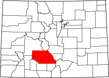 State map highlighting Saguache&#32;County