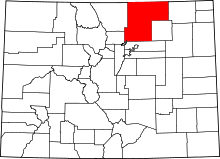 State map highlighting Weld&#32;County