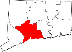 State map highlighting New Haven&#32;County