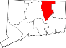 State map highlighting Tolland&#32;County