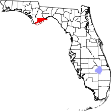Map of Florida highlighting Franklin County