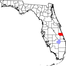 Map of Florida highlighting Indian River County