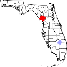 Map of Florida highlighting Levy County