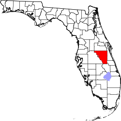 A state map highlighting Osceola County in the middle part of the state. It is large in size.