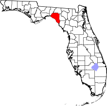 Map of Florida highlighting Taylor County