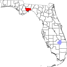 Map of Florida highlighting Wakulla County