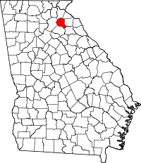 Map of Georgia highlighting Banks County