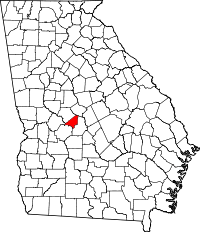 Map of Georgia highlighting Peach County