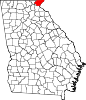 State map highlighting Rabun&#32;County