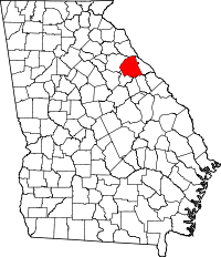 Map of Georgia highlighting Wilkes County
