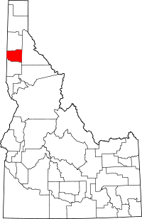 State map highlighting Benewah&#32;County