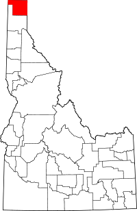 State map highlighting Boundary&#32;County