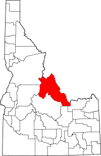 State map highlighting Lemhi&#32;County