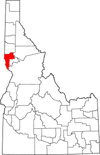State map highlighting Nez Perce&#32;County