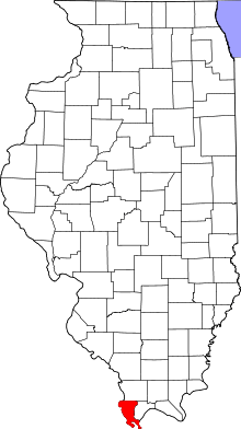 State map highlighting Alexander&#32;County