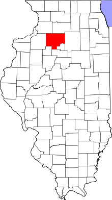Map of Illinois highlighting Bureau County