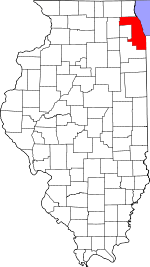 State map highlighting Cook&#32;County