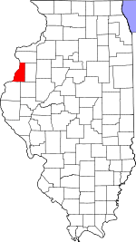 Map of Illinois highlighting Henderson County