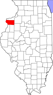 Map of Illinois highlighting Mercer County