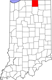 State map highlighting Elkhart&#32;County
