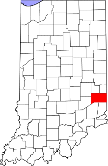 Map of Indiana highlighting Franklin County