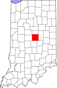 Map of Indiana highlighting Hamilton County