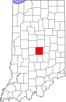 Map of Indiana highlighting Marion County