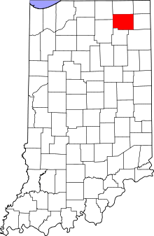 State map highlighting Noble&#32;County