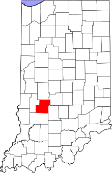 Map of Indiana highlighting Owen County