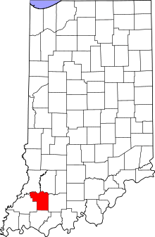 Map of Indiana highlighting Pike County