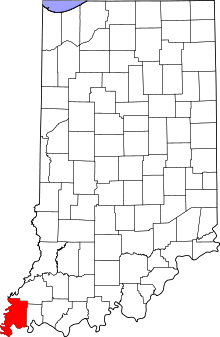 Map of Indiana highlighting Posey County