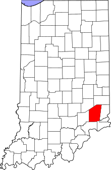 Map of Indiana highlighting Ripley County
