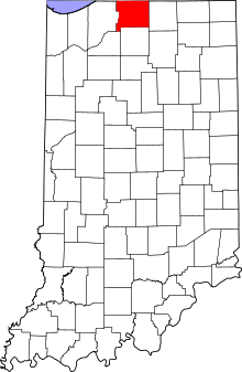 Map of Indiana highlighting Saint Joseph County