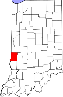 Map of Indiana highlighting Vigo County