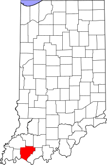 State map highlighting Warrick&#32;County