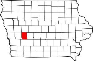 Map of Iowa highlighting Audubon County