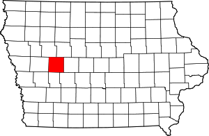 Map of Iowa highlighting Carroll County
